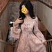 Cross-border French Socialite Style Sweet Printed 2026 High-waisted Fairy Dress For Women With Long Sleeves, Trendy_ecoleips.com