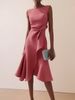 2025 Women's Clothing Sleeveless Red Elegant Dress Round Neck_ecoleips.com