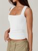 K Women's Short Sleeve Street Chic Fashion Square Neck Basic Fit Sleeveless Tank Top Underwear_ecoleips.com