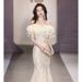 Mermaid Dress 2026, Off-shoulder, High-end, Light Luxury, Niche, Haute Couture, Premium, Sequined, For Annual Meeting_ecoleips.com