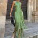 Tassel High Waisted Slim Women's Banquet Dress Sexy Hanging Neck Hollow Solid Long Dress Fashion Sleeveless Cocktail Party Dress_ecoleips.com