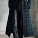 K Women's Single Breasted Digital Printed Plaid Street Trendy Long Sleeved Cardigan Jacket_ecoleips.com