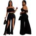 Women's Clothing Casual Suit Tube Top Split Wide Leg Pants_ecoleips.com