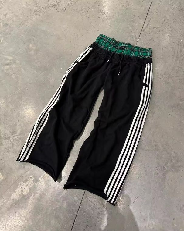 Cross-Border American Street Style Double Tie Casual Men Y2K Retro Harajuku Straight Pants High Waist Hip-Hop Sweatpants_ecoleips.com