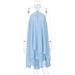 Summer New Arrival Women's Sexy Solid Color Halter Neck Chiffon Dress Double Layer Tie Backless Irregular Dress_ecoleips.com