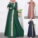 2025 New Muslim Robe Positioning Printing Fashionable And Elegant Long Sleeved Loose Dress_ecoleips.com