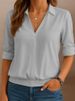 Women's Clothing Spring And Summer Lapel Solid Color Loose Shirt_ecoleips.com