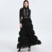 Handmade Crystal-Embellished Mesh Gown With Detachable Belt – Elegant Palace-Style Evening Dress (M-3XL, Black/Apricot/White)_ecoleips.com