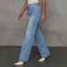 Women's Wide Leg Slim Straight Jeans – High Waist Comfort Stretch Denim Pants For Casual & Office Wear_ecoleips.com