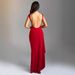 Women's Clothing Solid Color Round Neck High Slit Sexy Backless Dress Slim Long Skirt_ecoleips.com