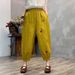 Suitable For All Seasons Artistic Embroidered Pure Linen 2025 Summer New Loose Casual Cropped Slimming Harem Pants For Women_ecoleips.com
