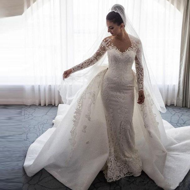 Women's Clothing White Wedding Dress Detachable Trailing Wedding Dress_ecoleips.com
