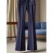 Women's Clothing Small High Waist Slim Pants Copper Sulfate Wear Blue Suit Flared Casual Pants Women Autumn_ecoleips.com