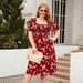 Cross-Border Women's Clothing Plus Size Printed Casual Vacation Bohemian French Elegant Mid-Length Dress_ecoleips.com