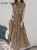 2025 ZANZEA Women Fashion Short Sleeve Dress Summer Elegant Party Vestidos Casual Mid-calf Sundress Femme Vintage OL Robe Kaftan_ecoleips.com