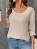 Long-Sleeved Lace Backless Top, Fashionable Loose Knitted Long-Sleeved T-Shirt, Round-Neck Casual Pullover For Women_ecoleips.com