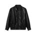 Women's Pu Leather Biker Jacket - Stylish Loose Fit Motorcycle Coat With Faux Protein Leather, Korean Streetwear Fashion_ecoleips.com