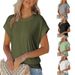 Women's Clothing Waist Stitching Round Neck Short Sleeved Casual T Shirt_ecoleips.com