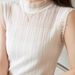 White Lace Wool Sweater Knitted Base Shirt French Style Sleeveless Camisole Women Half High Collar Inner Layer Suit_ecoleips.com
