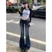 Y2K Slim Fit High Waist Casual Womens Jeans Retro Denim Pants Low Rise Flared Trousers Long Bootcut Drag Autumn For Women_ecoleips.com