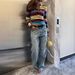 "Women's Striped Cardigan - Long Sleeve Button-Up Knit, Slim Fit Retro Collar, Versatile Fall Layering Piece (Black & White/Beige & Brown)"_ecoleips.com
