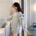 Bow-tie Off-shoulder Sweatshirt Women, 2025 New Loose Fit, Slimming, Casual Style, High-end Feel, Mid-length, Plus-size_ecoleips.com