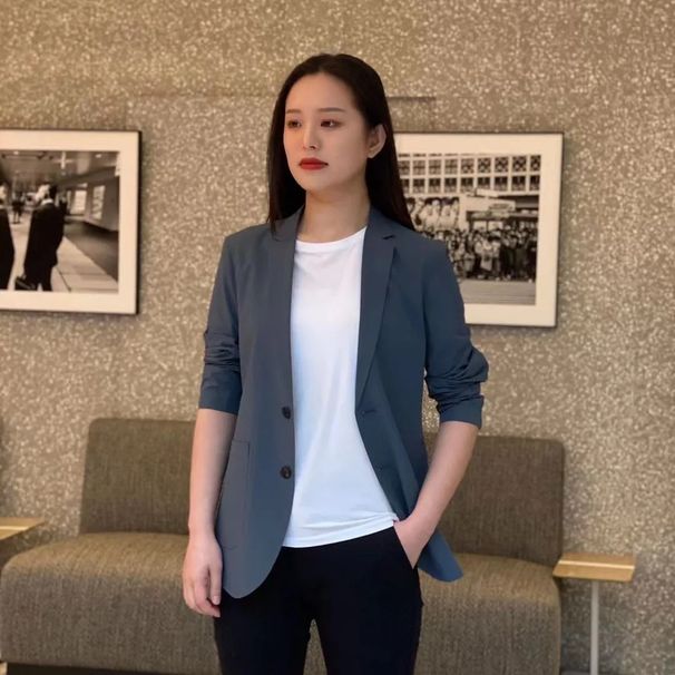 2023 Autumn Women's Classic Business Casual Small Blazer Simple Solid Color Versatile Single Suit Jacket For Women_ecoleips.com