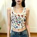 Women's Slim Fit Printed Floral Vest Sleeveless Top Style Short Spot Goods Supply_ecoleips.com