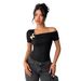Women's Clothing Elegant Off-Shoulder T-Shirt Casual Fit Inner Top For Ladies Fashion_ecoleips.com