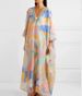 Summer New Women's Printed V Neck Robe Casual Fashion Long Skirt Dress Loose Holiday Style 2024_ecoleips.com