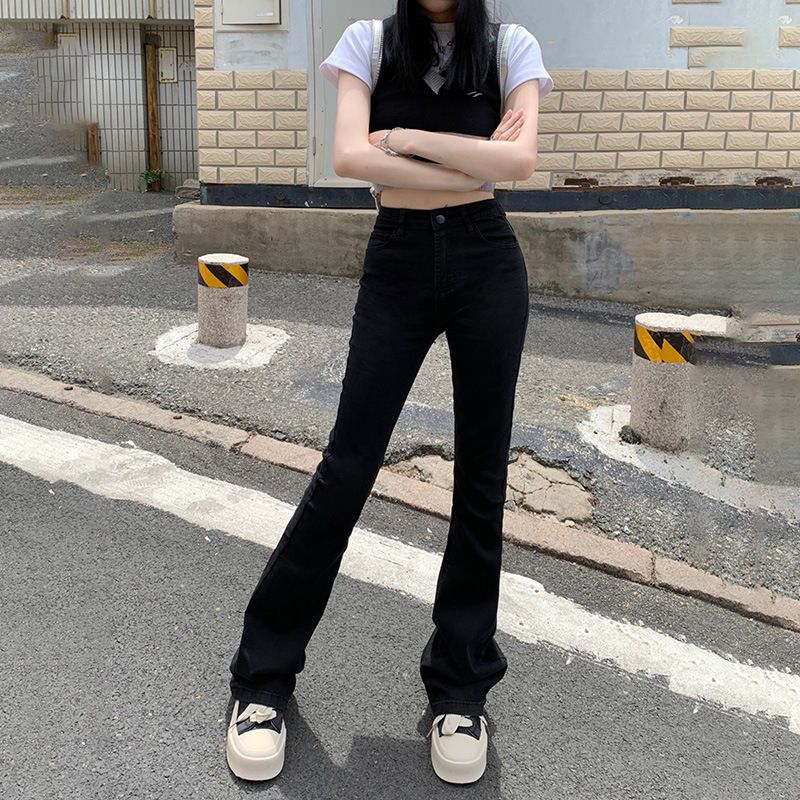Women’s Clothing high street retro hot girl flared jeans for women high waist slim fit trendy all match bell bottom pants_ecoleips.com