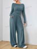 Women's Clothing Women's Autumn Winter Fashion Two-Piece Suit Solid Color Long Sleeve Top With Wide Leg Trousers Casual Style Clothing Set_ecoleips.com