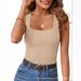 2025 Cross-Border Bestselle's Tank Outerwear, Square Neck, High Elasticity, Sexy Workout Sleeveless Top_ecoleips.com