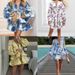 Elegant Women's V-Neck Puff Sleeve Dress Printed Ruffle Short Casual Fashion American Style Thin Summer Dress_ecoleips.com