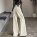 off White Wide Leg Flared Jeans Loose Fit plus Size Pear Shaped Comfortable Not Clingy Women's Denim Pants_ecoleips.com