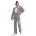 Women's Clothing Pure Color Plus Velvet Zipper Cardigan Women's Fashion Casual Straight Pants Set_ecoleips.com