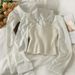 Women's Clothing Small Lapel Long Sleeve Slim Fit Short Shirt Female New Knitted Stitching Stylish Top_ecoleips.com