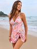 New Digital Printed Twist Pack Cross Skirt One-piece Swimsuit Conservative Beach Vacation One-piece Swimsuit For Women_ecoleips.com
