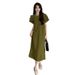 Plus-size Puff Sleeve Women, New Summer Style, Loose And Slimming, French Niche Design Long Dress For Petite Figures_ecoleips.com
