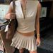 Spicy Girl Set For Women 2025 New Slim V-neck Sleeveless Tank Top + Anti-exposure Irregular Pleated Skirt_ecoleips.com