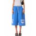 Unisex American Style Relaxed Distressed Letter Print Wide Leg Cropped Shorts Casual Sporty Elastic Waist Bottoms_ecoleips.com
