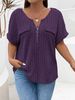 Plus Size Women's Zip-Neck T-Shirt – Oversized Pullover Top With Mock Pocket, Solid Colors (1XL-5XL)_ecoleips.com