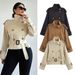 Women's Clothing Spring/Autumn Short Trench Coat Women's Short Trench Coat With Belt & Lapel Collar – Khaki/Black/Dark Brown (Sizes S, M, L)_ecoleips.com