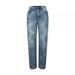 Women's Clothing Washed Denim Cross Hip Hop Straight Trousers_ecoleips.com