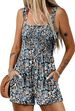 Women's Clothing Summer Casual Pleated Jumpsuit Square Neck Sleeveless Loose Shorts Beach Resort Wear_ecoleips.com