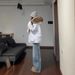 girl Blue Large Fur Collar Jacket Women, Short Style, 2025 Winter New Thickened White Duck Down Parka For Petite Figures_ecoleips.com