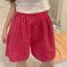 2024 New Summer Shorts Pajamas Cotton Women Shorts Women's Bottoms Soft Pants Plaid Print Loose Pants Womens Pajama Pant_ecoleips.com