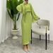 Women's Clothing Muslim Solid Color Temperament Pleated Straight Long Fashionable And Elegant Dress_ecoleips.com