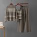 Fashionable Women's Korean Style Three Piece Set V Neck Loose Casual Knit Top High Waist Slimming Straight Cut 2025_ecoleips.com