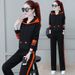 Plus Size Women's Hoodie & Jogger Set – Oversized Pullover & Loose Fit Pants, Breathable Polyester, Trendy Color Blocking (M-4XL, Grey/Black)_ecoleips.com